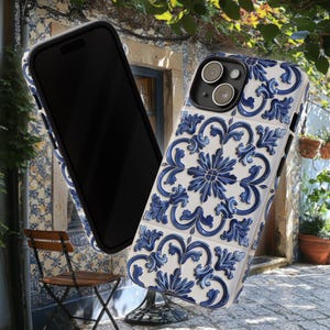 Azulejo Tile Handyhülle | Stylisches portugiesisches mediterranes dekoratives robustes Gehäuse für iPhone 16, Google Pixel & Samsung Galaxy