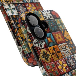 Telefoonhoesje met tegelpatroon | Rustiek Spaans-Mexicaans Talavera handgemaakt tegelpatroon voor iPhone 17, Google Pixel en Samsung Galaxy afbeelding 5