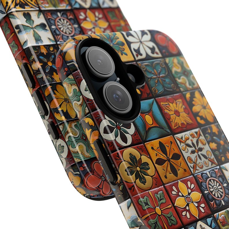Telefoonhoesje met tegelpatroon | Rustiek Spaans-Mexicaans Talavera handgemaakt tegelpatroon voor iPhone 17, Google Pixel en Samsung Galaxy afbeelding 5