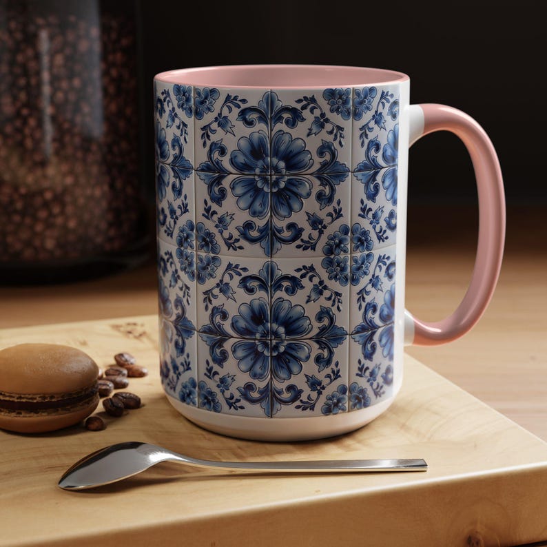 Azulejo Tile Mug | Portuguese Blue Mediterranean Tile Design Ceramic Coffee Mug (11oz - 15oz) image 9