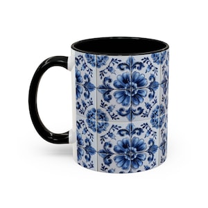 Azulejo Tile Mug | Portuguese Blue Mediterranean Tile Design Ceramic Coffee Mug (11oz - 15oz) image 6
