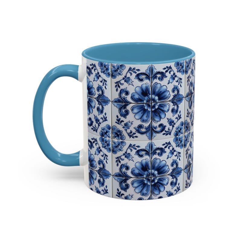 Azulejo Tile Mug | Portuguese Blue Mediterranean Tile Design Ceramic Coffee Mug (11oz - 15oz) image 8