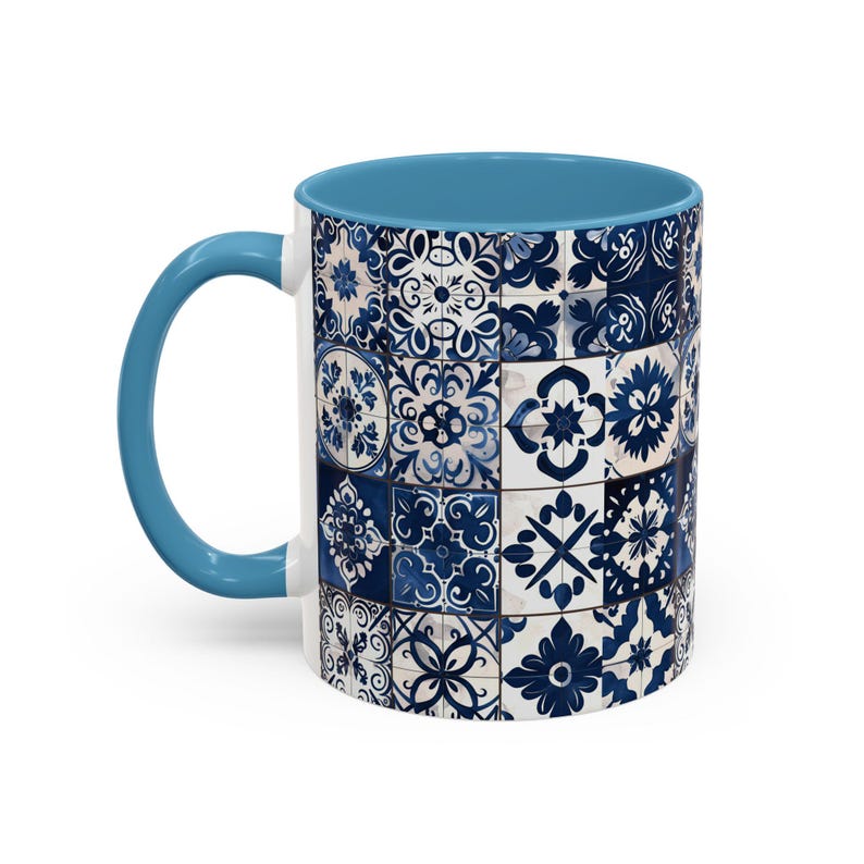 Azulejo Mug | Mediterranean Style Portuguese Blue Tiles Design, Ceramic Coffee Mug (11oz - 15oz) image 8