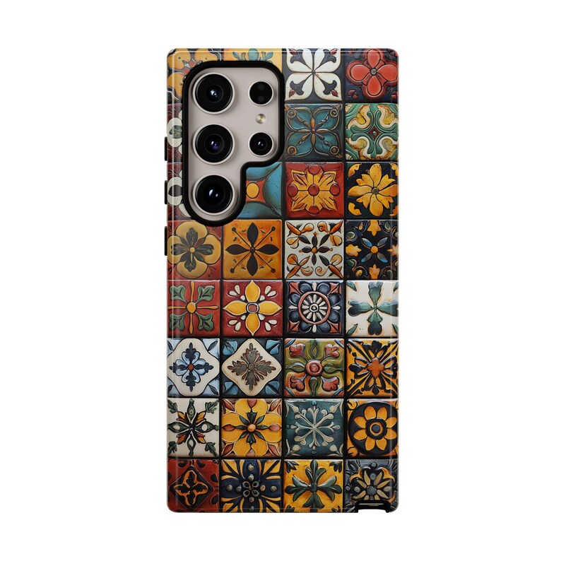 Telefoonhoesje met tegelpatroon | Rustiek Spaans-Mexicaans Talavera handgemaakt tegelpatroon voor iPhone 17, Google Pixel en Samsung Galaxy afbeelding 13
