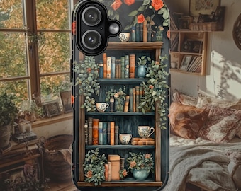 Bookish Phone Case | Bookshelf Cottagecore Academia Aesthetic Tough Case Design for iPhone 17, Google Pixel & Samsung Galaxy