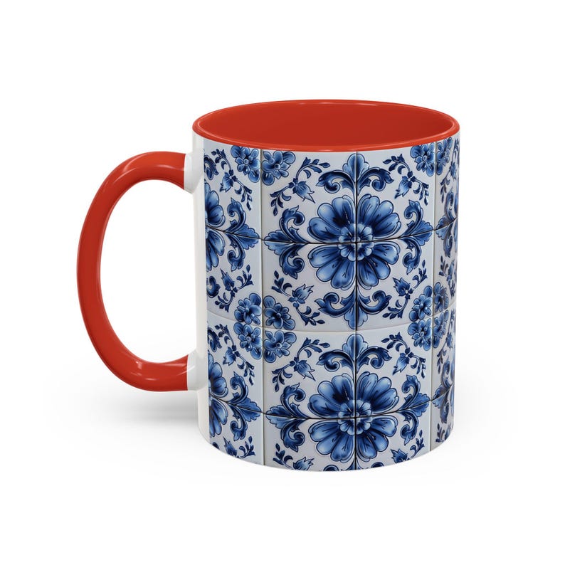 Azulejo Tile Mug | Portuguese Blue Mediterranean Tile Design Ceramic Coffee Mug (11oz - 15oz) image 4