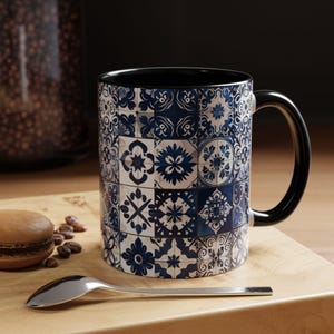 Azulejo Mug | Mediterranean Style Portuguese Blue Tiles Design, Ceramic Coffee Mug (11oz - 15oz) image 5