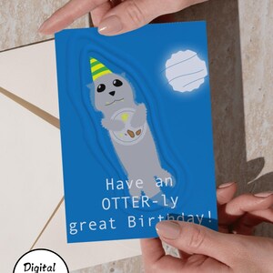 Funny Otter Birthday Card: Punny Animal Theme (Digital Download)
