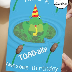 Passez un super anniversaire avec un allié crapaud, anniversaire sur le thème du crapaud grenouille, carte pour amoureux des animaux, thème animal, anniversaire de petit garçon, téléchargement numérique imprimable