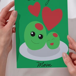 Tarjeta digital para el Día de la Madre, Olive You Mom, Tarjeta imprimible sencilla para el Día de la Madre, Tarjeta de felicitación para mamá, Descarga instantánea en PDF y JPG