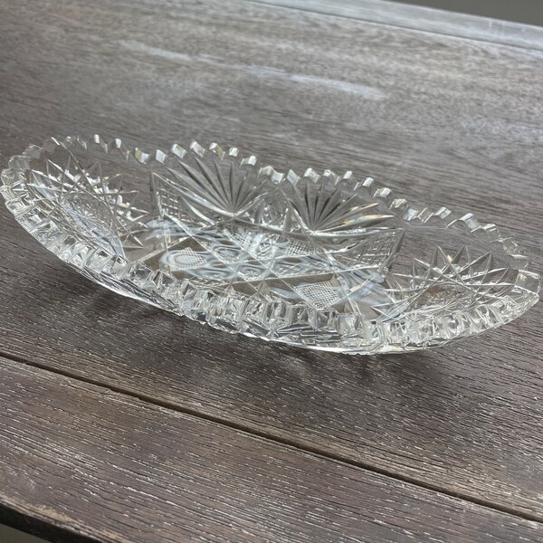 Antique Cut Glass Relish Dish Etsy
