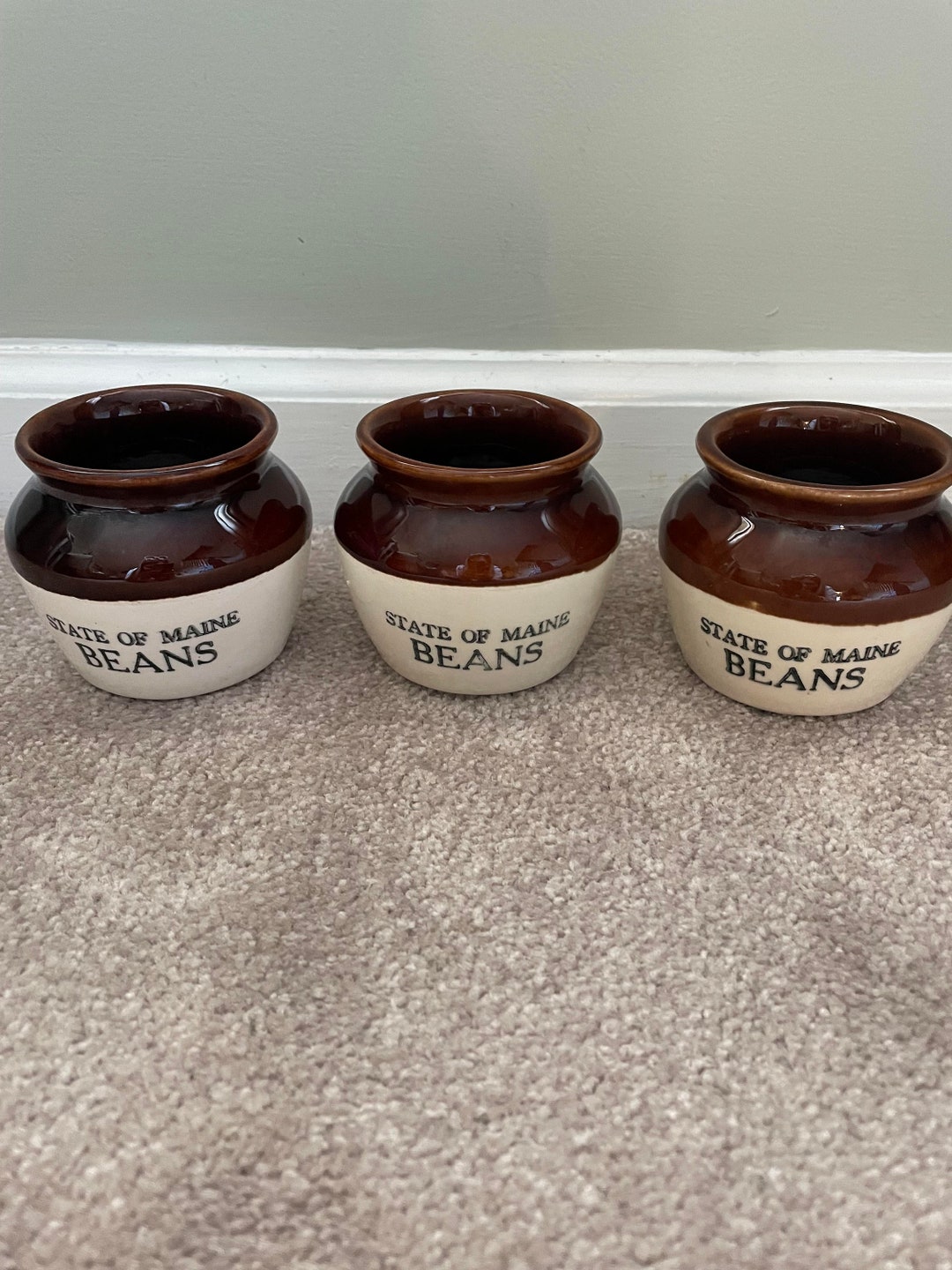 State of Maine Bean Pots Vintage Stoneware Jug Etsy