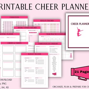 Printable Cheer Planner, Cheer Calendar, Cheer Digital Planner, Cheer Squad Schedule, Cheer Tracker Coach Mom Team Worksheets, PNG, PDF
