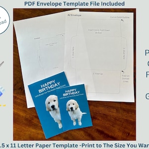 Tarjeta de cumpleaños imprimible / Tarjeta de felicitación del perro / Linda tarjeta de cumpleaños digital / 5 x 7 / A2 A7 / Sobre imprimible / Golden Retriever
