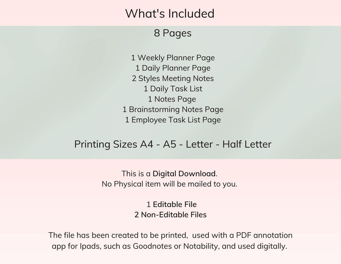 Printable Office Task Planner Bundle, Office Organizer, Fillable PDF ...