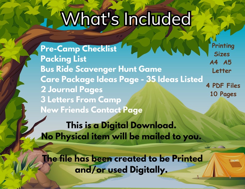 Summer Camp Organizer, Camp Packing List, Printable Letters From Camp
