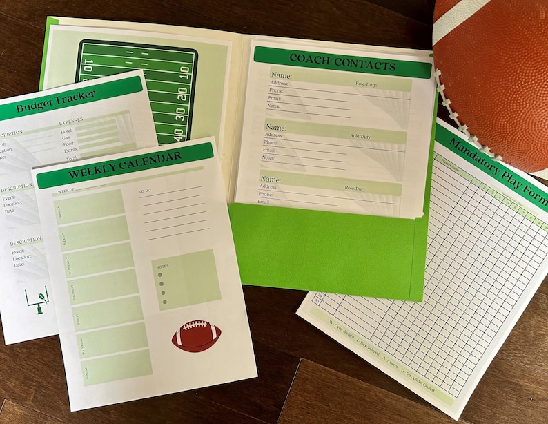 Printable Football Planner Fillable PDF Sports Calendar Etsy
