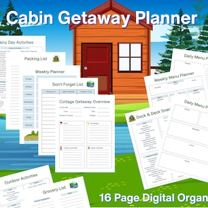 Cabin Planner Checkliste, Cabin Getaway Plannung, Sommer Urlaub Organizer, Digitaler Download PDF PNG, Outdoor Aktivitäten Checkliste