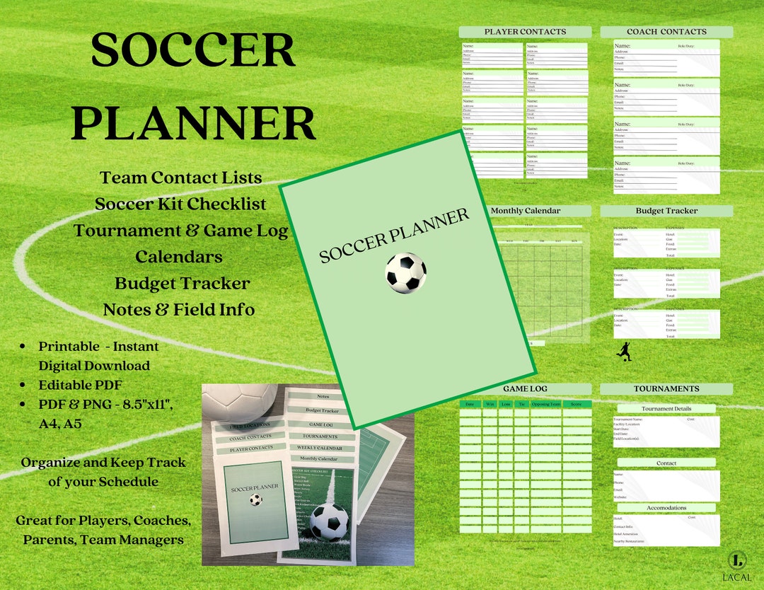 Printable Soccer Planner Editable PDF Sports Calendar Boys - Etsy