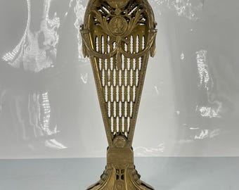 VTG Brass Peacock Fireplace Screen Ornate Folding Fan Cameo Victorian Design