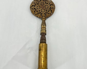 Vintage Metal Bronze Tone Medallion Lamp Finial