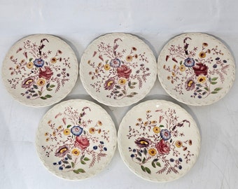 Lot of 6 Vintage California Vernon Kilns CHINTZ Hand Painted Flowers 6 1/2 Plate