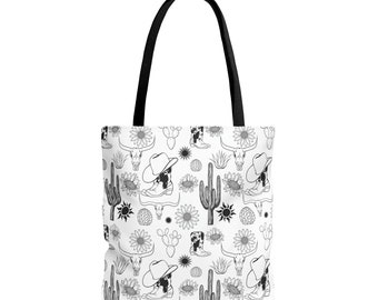 Western black and white Tote Bag (AOP)