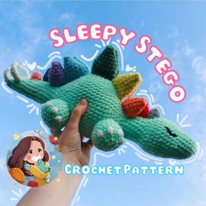 Sleepy Stegosaurus Crochet Pattern | Amigurumi Guide (Printable PDF Pattern)