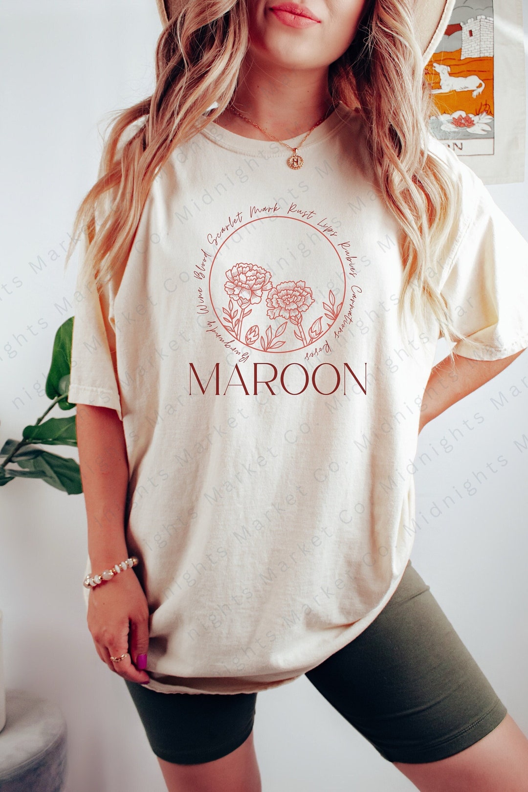 Maroon With Carnations You Thought Were Roses Tee so Scarlet Comfort