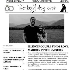 Editable Wedding Newspaper 8.5 x 11 in
