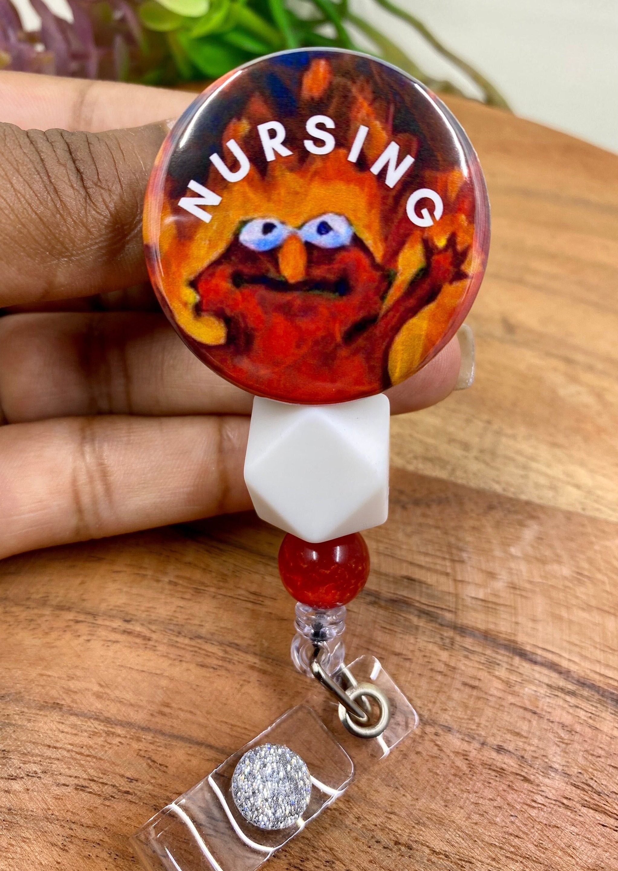 Funny Badge Reel Elmo Fire Retractable Nurse ER Doctor Funny Name Tag  Holder with Clip This is Fine, I'm Fine : Buy Online at Best Price in KSA -  Souq is now