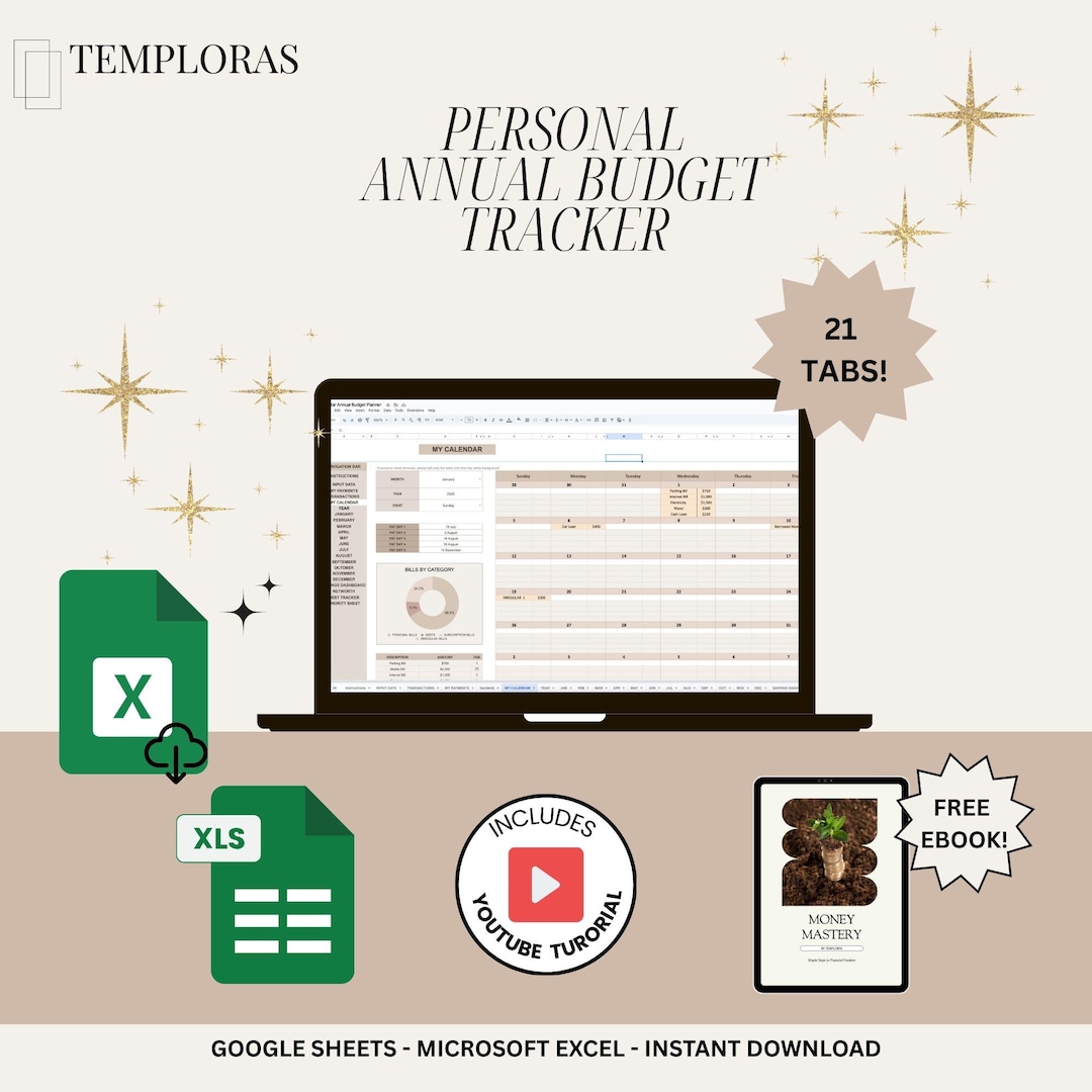 Budget Planner Template | Google Sheets & Excel, Financial Tracker ...