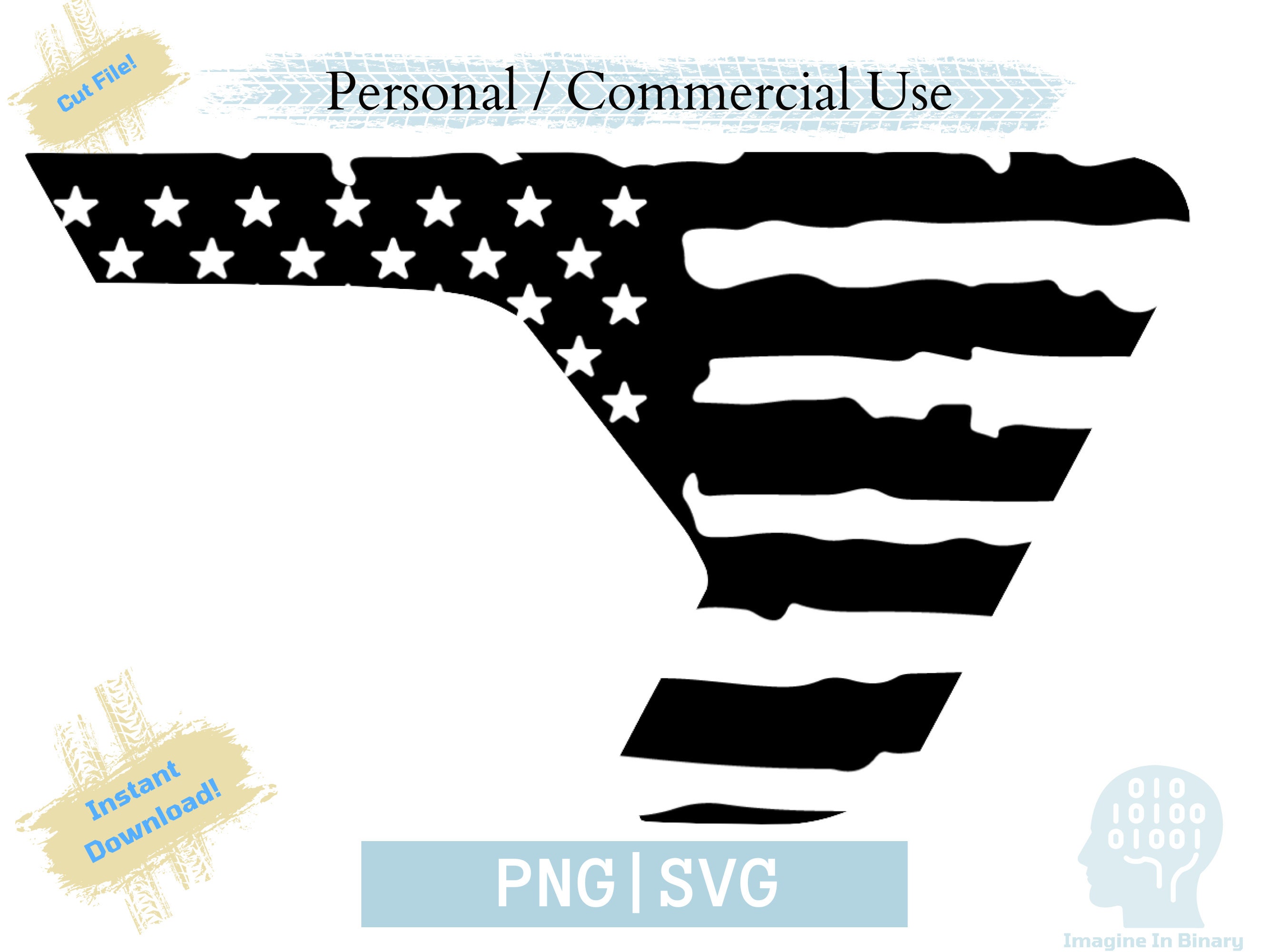 Cut File, Digital Instant File Distressed Flag Decal, Cricut, Front
