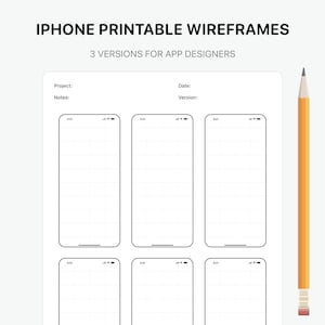 iPhone App UI/UX Wireframe Templates, 3 formati in formato A4, download istantaneo