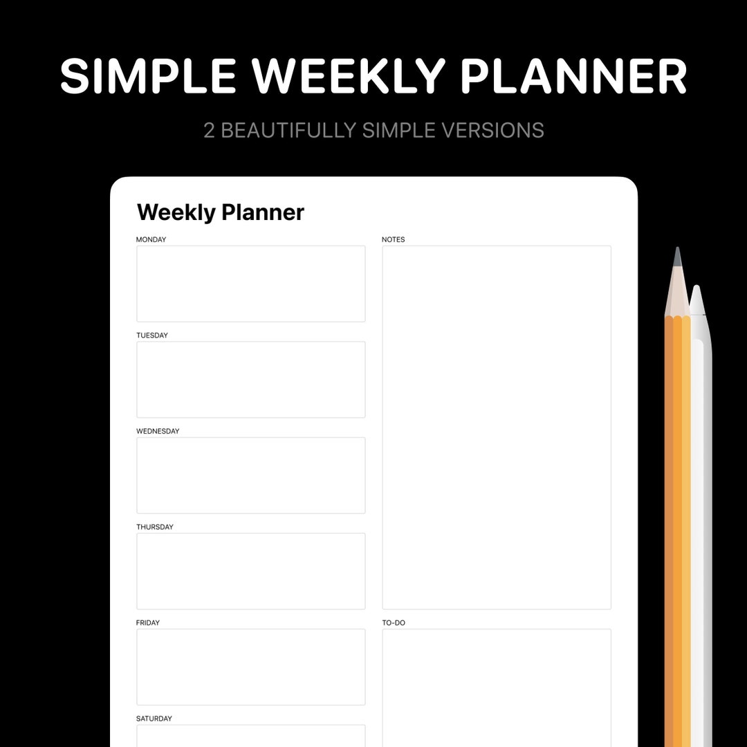 Minimalist Weekly Planner, Printable A4 A5 (digital Download) - Etsy
