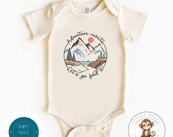 Adventure Awaits Baby Onesie® | New Baby Onesie® | Cute Baby Shower Gift | Natural Onesie®