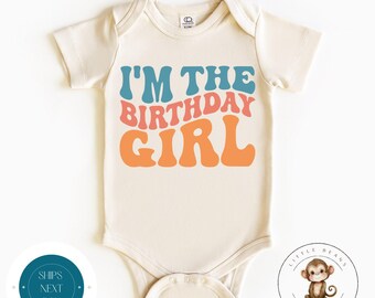 Im The Birthday Girl Retro Baby Onesie® | Custom Wavy Birthday Kids Tshirt | Cute Kids Gift | Girls Birthday Onesie®