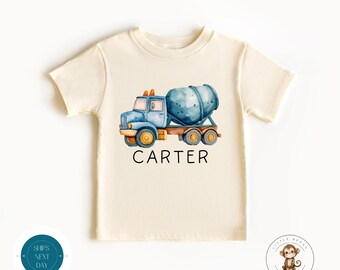 Cement Truck Personalized Name Kids Tshirt | Custom Kids Tshirt | Watercolor Truck Custom Tshirt