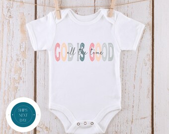 God is Good Watercolor Baby Onesie® | Christian Catholic Religious Onesie® | Baby Shower Gift