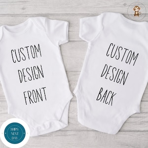 Your Custom Design Front and Back Printed Onesie® | Custom Design Baby Onesie® | Baby Shower Gift