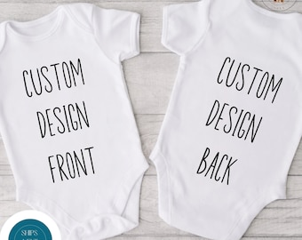 Your Custom Design Front and Back Printed Onesie® | Custom Design Baby Onesie® | Baby Shower Gift