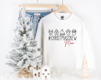 Personalized Christmas Crew Holiday Sweatshirt | Reindeer Snowman Squad Christmas Tshirt | Cute Trendy Youth through Adult Sweatshirt