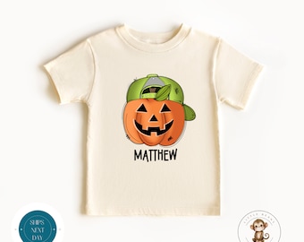 Boy Pumpkin Personalized Kids Tshirt | Cute Custom Halloween Baby Onesie® | Halloween Party Kids Shirt