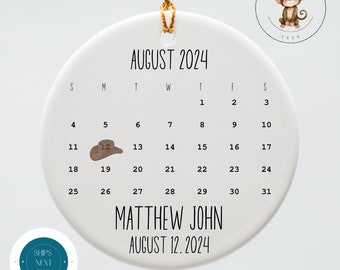 Personalized Baby Birth Ornament | Cowboy Ceramic Ornament | Baby Shower Gift | First Christmas Ornament