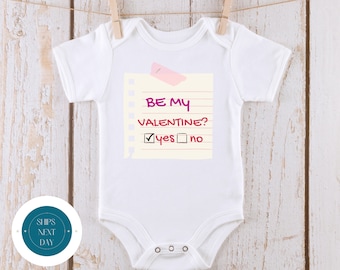 Be My Valentine Check Yes or No Baby Onesie® | Valentine Kids Tshirt | Custom Baby Bodysuit | Valentines Day Tee