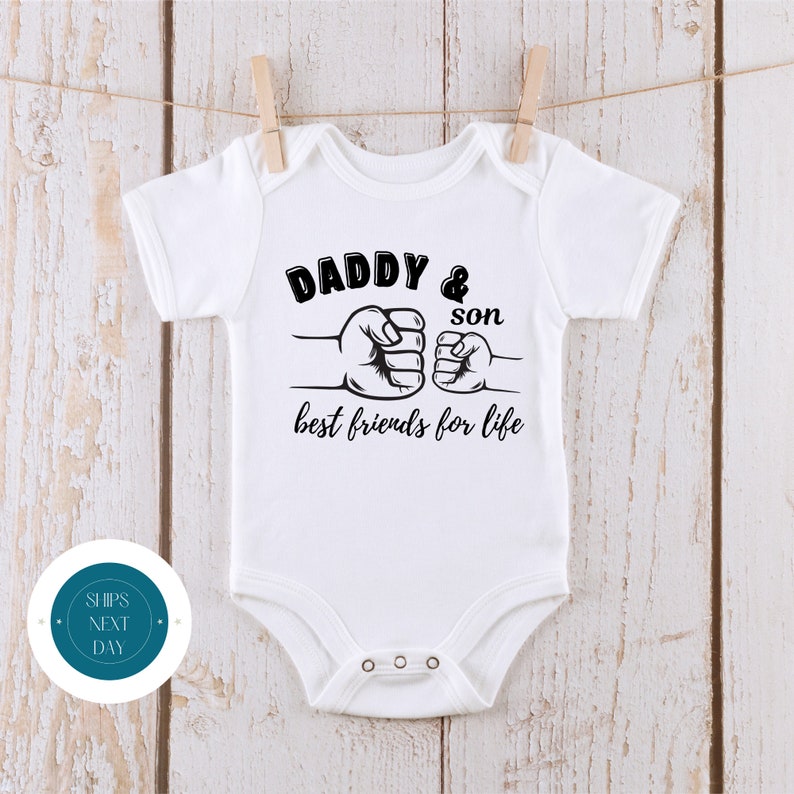 Cache-couche pour bébé Best Friends Daddy Son® shirt fête des pères Body bébé personnalisé Chemises père fils image 1