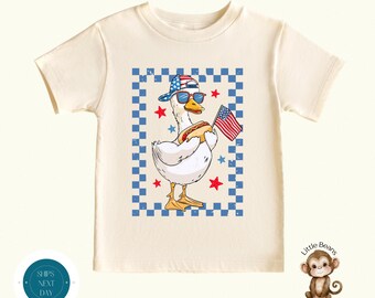 Boy Goose 4th of July Shirt  | Personalized July 4th Kids Shirt | Cute Baby Fourth Onesie® | Summer Shirt | Red White and Blue Party