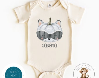 Racoon Pumpkin Baby Onesie® | Fall Kids Tshirt | Cute Pumpkin Kids Halloween Shirt