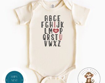 Valentine Alphabet I Love You Baby Onesie® | Valentine Kids Tshirt | Valentine Baby Onesie®