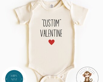Custom Name Valentine Baby Onesie® | Valentines Day Personalized Kids Tshirt | Custom Baby Bodysuit | Valentines Day Tee